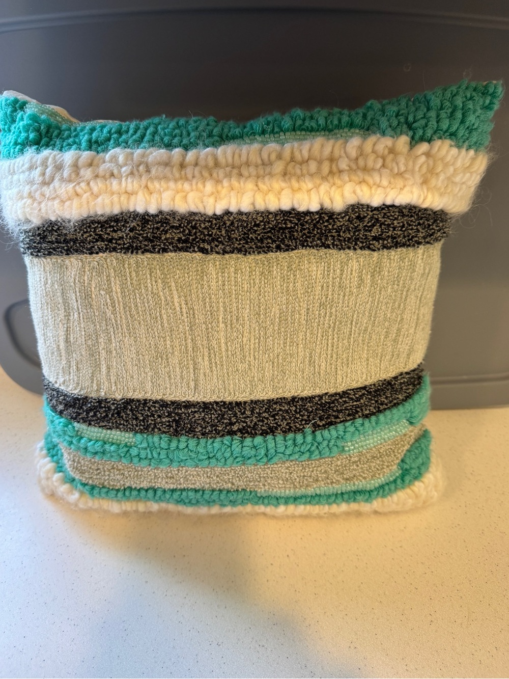Target- Textured Striped Throw Pillow in Teal, Cream & Gray